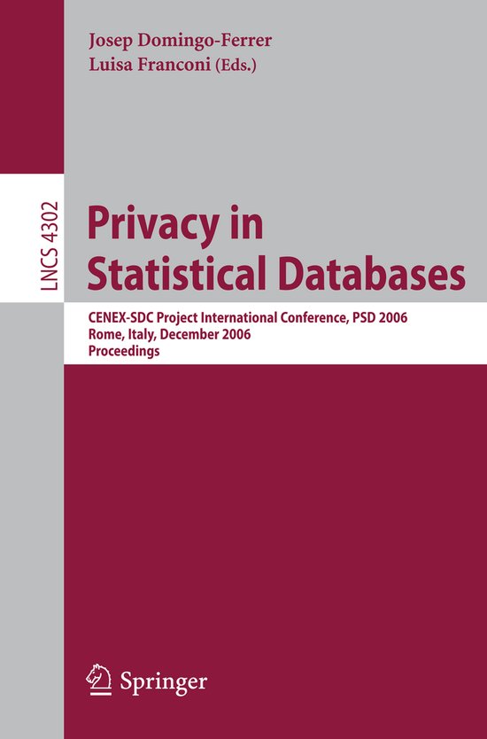 Privacy in Statistical Databases - cover