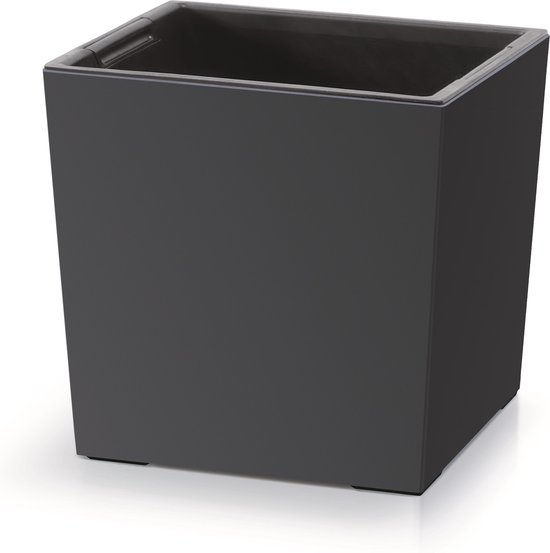 Prosperplast - Pot de fleurs carré avec insert - 29,5 cm x 29,5 cm x 29 cm - Anthracite
