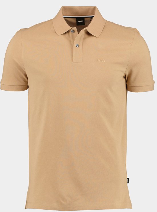 BOSS Pallas regular fit polo - pique - midden beige - Maat: 3XL