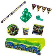 Ninja Turtles - Feestpakket - Feestartikelen - Kinderfeest - 8 Kinderen - Tafelkleed - Bekers - Servetten - Bordjes - ballonnen - Slingers - letterbanner