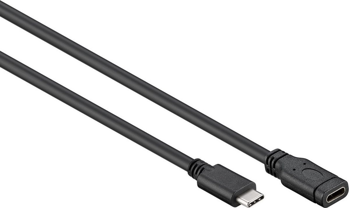 USB-C naar USB-C verlengkabel - USB3.0 - tot 20V/3A / zwart - 1 meter