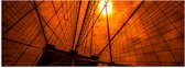 Poster Glanzend – Felle Zon door IJzeren Rekken van Brug - 90x30 cm Foto op Posterpapier met Glanzende Afwerking
