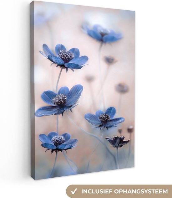 St vervoer Zeep Canvas - Canvas schilderij - Bloemen - Blauw - Natuur - Woon decoratie -  120x180 cm -... | bol.com
