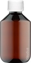 Lege Plastic Fles 250 ml PET Amber bruin - met witte ribbeldop - set van 10 stuks - navulbaar - leeg