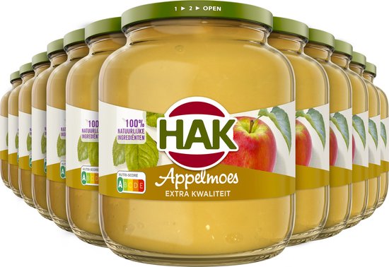 HAK Appelmoes Extra Kwaliteit - Tray 12x700 gram - Gemaksgroenten - Groenteconserven - Authentiek Hollands Recept - Vegan