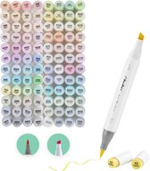 Ohuhu - Alcohol based Art markers Brush & chisel – Pastel Colors Sweetness & Blossoming – set van 96 + Blender + etui