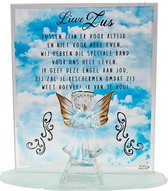 Ange gardien - Chère sœur - verre en cristal soufflé bouche - finition or 22 carats - emballage Lux avec grand nœud - poème - (Chères sœurs, les sœurs sont là pour toujours....)