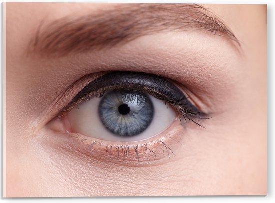 Acrylglas - Close-up van Opgemaakt Blauwkleurig oog - 40x30 cm Foto op Acrylglas (Wanddecoratie op Acrylaat)