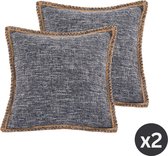 Kussen (gevuld) HESSIAN, SET/2, 45x45cm, zwart