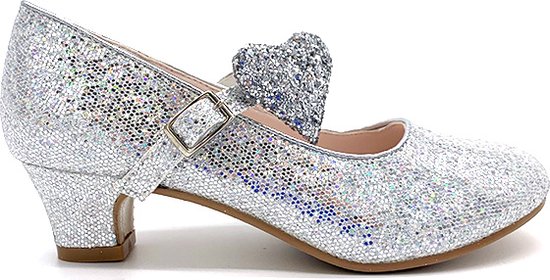 Zilver glitter prinsessenschoenen hartje - maat 32 verkleedschoenen kind hakken... | bol.com