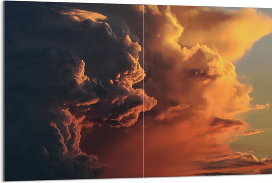 Acrylglas - Naderende Donkere Wolken tijdens Zonsondergang - 120x80 cm Foto op Acrylglas (Met Ophangsysteem)