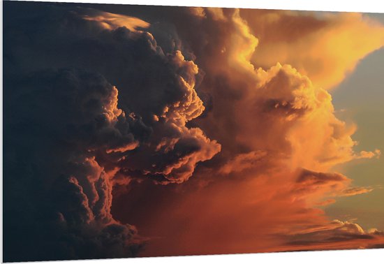 PVC Schuimplaat- Naderende Donkere Wolken tijdens Zonsondergang - 150x100 cm Foto op PVC Schuimplaat