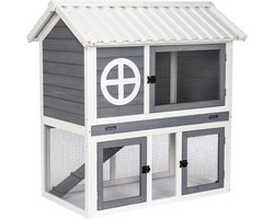 Adori konijnenhok Izzy 111x71x115 cm Grijs/Wit