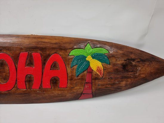 Hout - Silhouet van Persoon met Surfboard op het Strand - 100x75 cm - 9