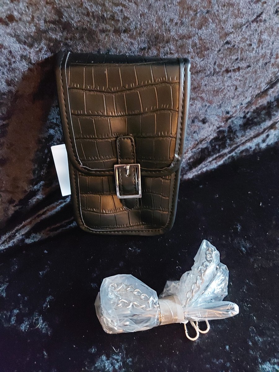 Telefoon tasje zwart met kroko print, Festival tasje Zwart, Klein tasje zwart, Croco print tasje, Clutches