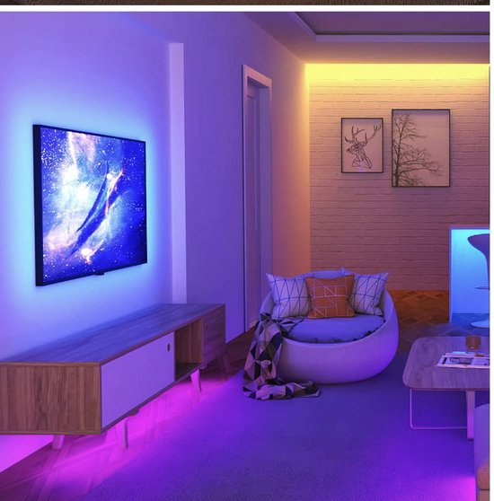 Blauwe plek Chemicaliën Trappenhuis LED Strip Verlichting - Slaapkamer LED Verlichting - Backlight Bluetooth  Remote Neon... | bol.com