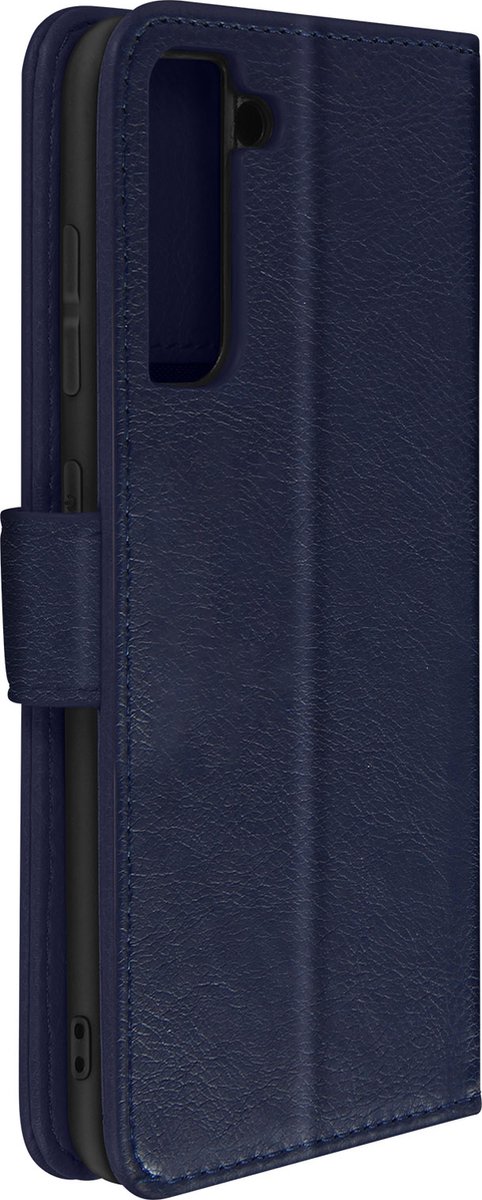 Geschikt voor Samsung Galaxy S21 FE Bookcover Video Support Functie Donker blauw