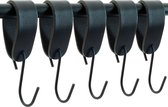 Buffel&Co Ophanghaken - Leren S-haak hangers - Zwart - 5 stuks - 15 x 2,5 cm – Handdoekhaakjes – Kapstokhaak