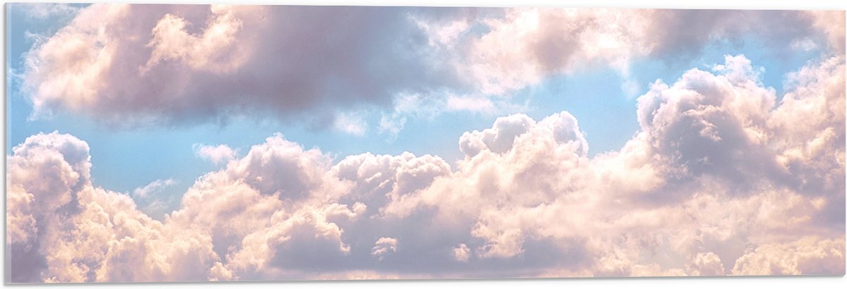 Acrylglas - Sluierbewolking op Zonnige Dag - 90x30 cm Foto op Acrylglas (Met Ophangsysteem)