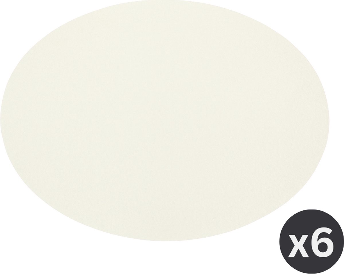 Placemat Togo ovaal - kunststof - SET/6 - wit - 33x45cm