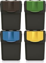 Prosperplast Keden SORTI BOX - Prullenbak - Set afvalbakken 4x20L - Zwart