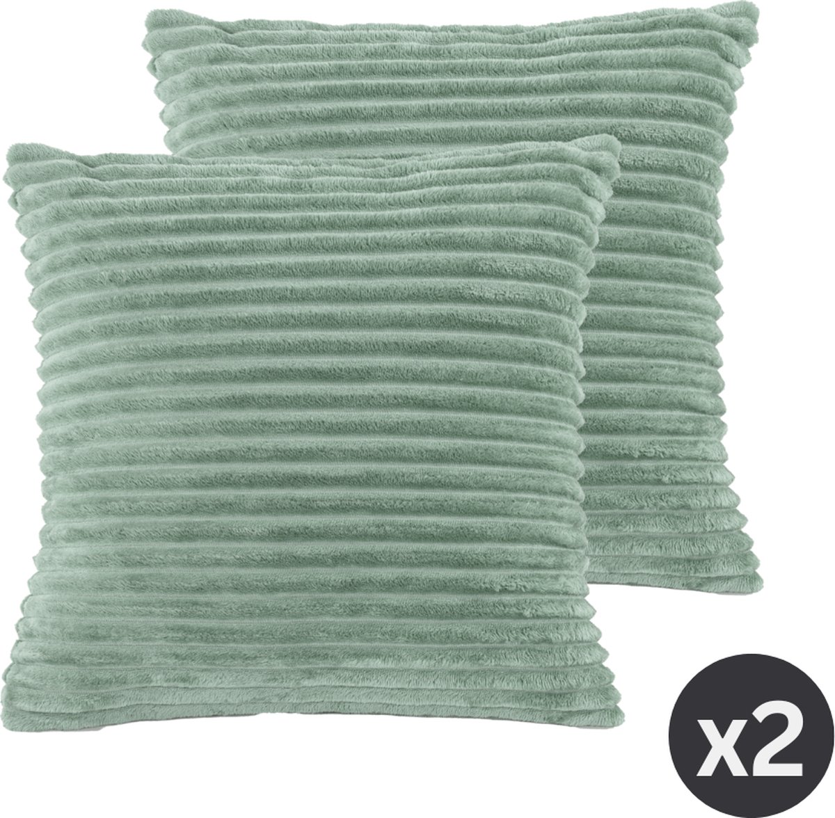 TISECO HOME STUDIO - Kussen (gevuld) RIBBLE - SET/2 - microflannel - 45x45 cm - greensage