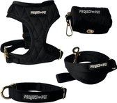 Project 01 Pet - L - luxe fluwelen harnas, halsband, riem, poepzak set voor hond- duurzaam - comfortabel - zacht