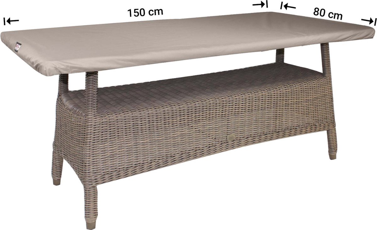 Raffles Covers Beschermhoes tuintafelblad - 150 x 80 H: 5 cm - RTT15080 - Waterdicht - UV-bestendig - Elastische zoom - Beschermhoes tuinmeubelen - Tuintafelbladhoes Taupe