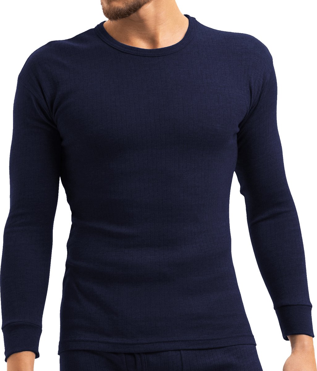 Heat Booster - Thermoshirt heren - met fleece gevoerd - Navy Blauw - L