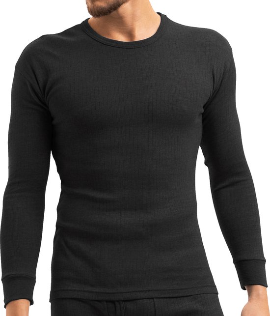Heat Booster - Thermoshirt heren - met fleece gevoerd - Zwart - XXL - Heatbooster