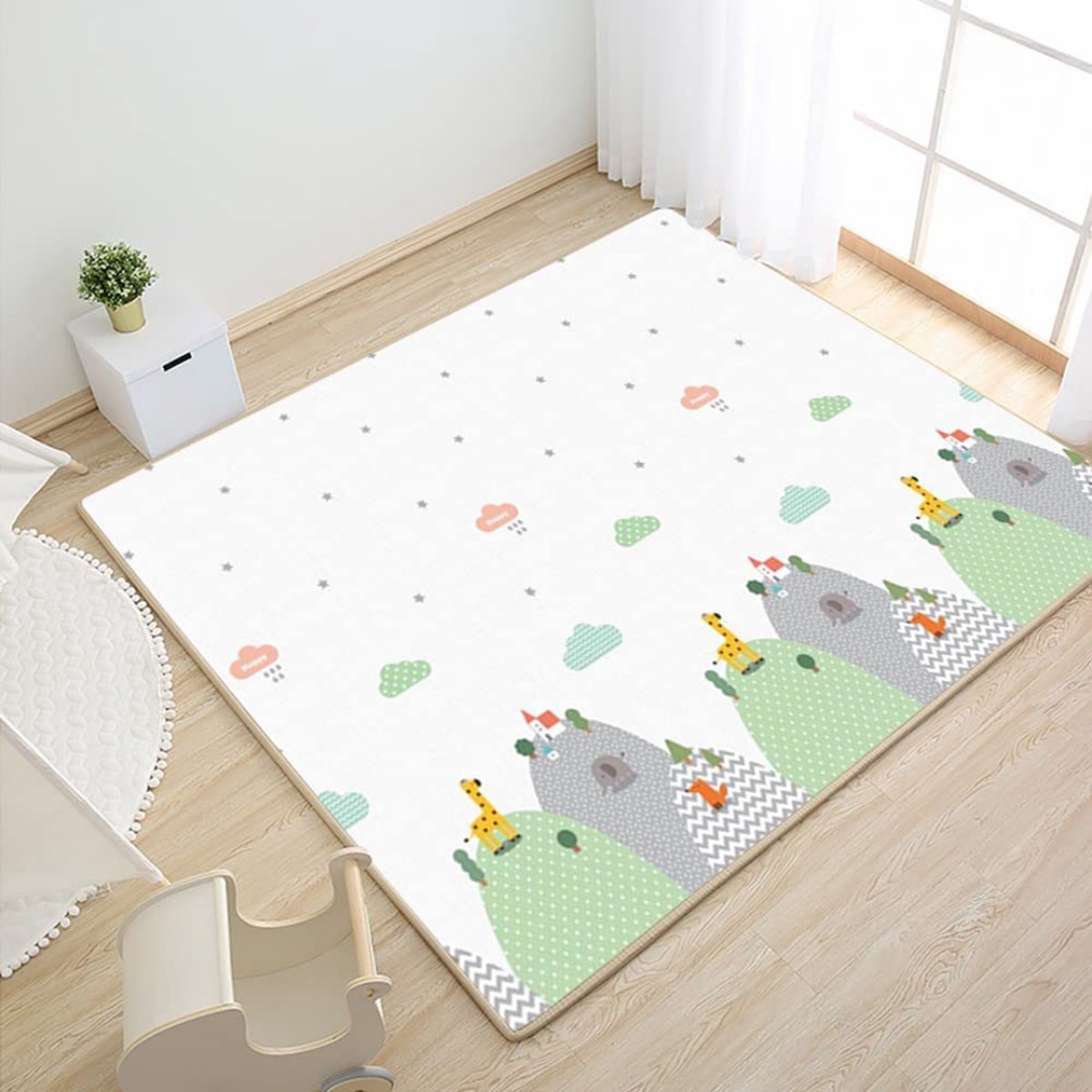 Panbayi Tapis de jeu pliable pour bébé, tapis de jeu en mousse imperméable,  200 x 180 cm, tapis d'éveil pour bébé extra large avec sac, tapis de sol