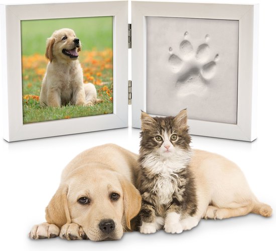 Cadre photo et kit d'empreinte de patte pour animaux de compagnie Keepplex,  cadre photo en bois, argile pour chiens, designer - AliExpress