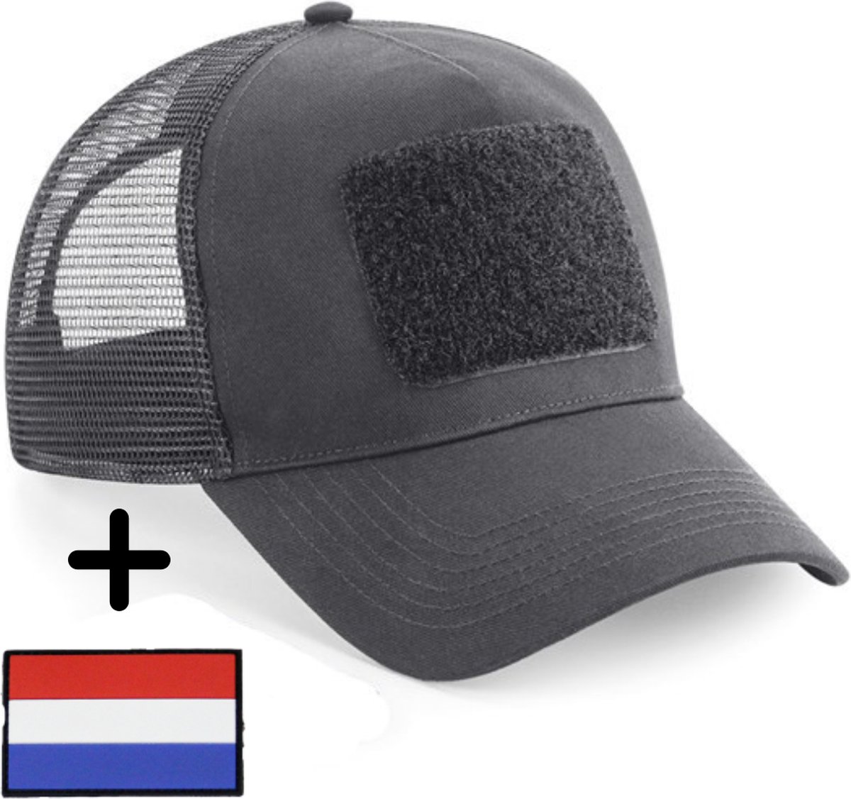 Always Prepared - Unisex Petten Trucker Cap – Grijs – Nederlandse Vlag