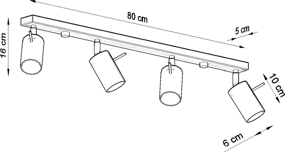Hanglamp design met 4 peertjes RANDY - Staal - 81 x 16 x 6 cm - Zwart