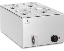Royal Catering - Bain Marie - 600 W - 4 GN 1/4 - Aftapkraan