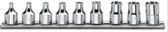 9-delige set dopsleutels voor Torx® schroeven (art. 910FTX) op support 910FTX/SB9