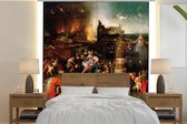 Behang - Fotobehang Temptation of Saint Anthony - schilderij van Jheronimus Bosch - Breedte 350 cm x hoogte 350 cm