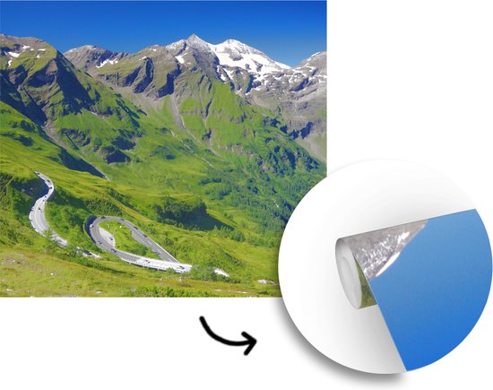 Behang - Fotobehang De Grossglockner weg die door de Oostenrijkse Alpen - Breedte 260 cm x hoogte 260 cm