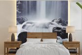 Behang - Fotobehang Waterval - Stenen - Natuur - Breedte 300 cm x hoogte 300 cm