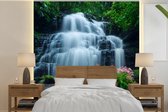 Behang - Fotobehang Een waterval tussen de dichtbegroeide natuur van het nationaal park Phu Hin Rong Kla - Breedte 300 cm x hoogte 300 cm