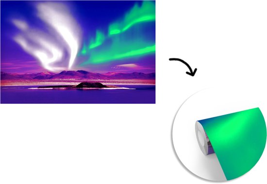 Behang - Fotobehang Noorderlicht - Sneeuw - Natuur - Breedte 360 cm x hoogte 240 cm