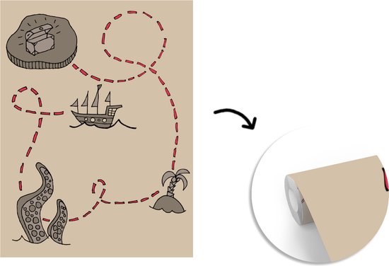 Illustration pour enfants d'une simple carte au trésor 190x260 cm