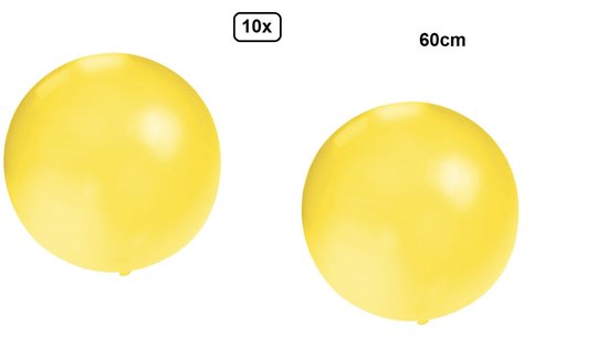 10x Mega Ballon 60 cm geel - Ballon carnaval festival feest party verjaardag landen helium lucht thema