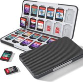 BOTC 24 Slots Game card case Geschikt voor Nintendo Switch - beschermhoes - micro SD kaart houder - Silicone Slots - Zwart