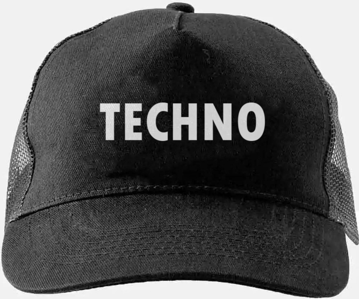 Trucker cap Techno - Pet - Baseball cap - Dames - Heren - Rave - Festival - Polyester - zwart