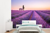 Behang - Fotobehang Lavendel - Zonsondergang - Paars - Bloemen - Breedte 305 cm x hoogte 220 cm