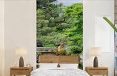 Behang - Fotobehang Japans - Natuur - Water - Stenen - Bomen - Breedte 120 cm x hoogte 240 cm
