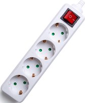Verdeeldoos met Schakelaar zonder Snoer/Kabel - 3680W - 4 Stopcontacten - Wit | Nederland