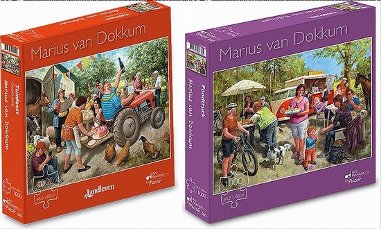 2 x Marius van Dokkum Puzzels 1000 Stukjes - Foodtruck & Tuinfeest | bol