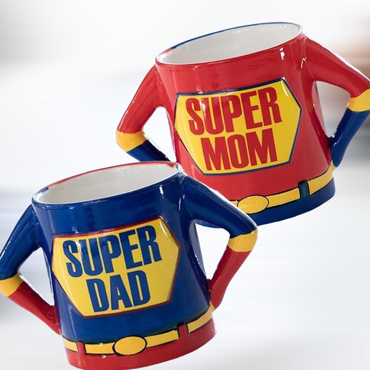 Super Mom & Dad Mug - Mok - Koffiebeker - Setje - Duo - Cadeauset voor ouders - Verrassing - Kraamcadeau - Kersverse ouders
